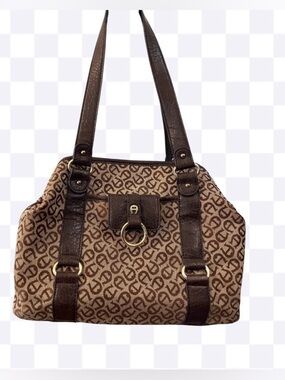 Etienne Aigner Tan/Brown Monogram Shoulder bag.VINTAGE Barely used Will not last